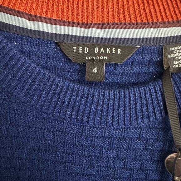 NWT Ted Baker Textured Crewneck Sweater Men's Blue Size 4 XL Extra Large - Picture 3 of 5